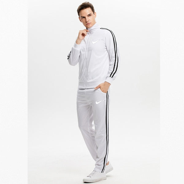 Winter Men's Sweatsuit Sets 2 Piece Zipper Jacket Track Suit