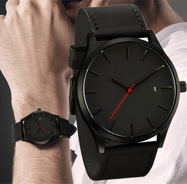 Quartz Watch Men Relogio Masculino Wristwatch Leather Strap