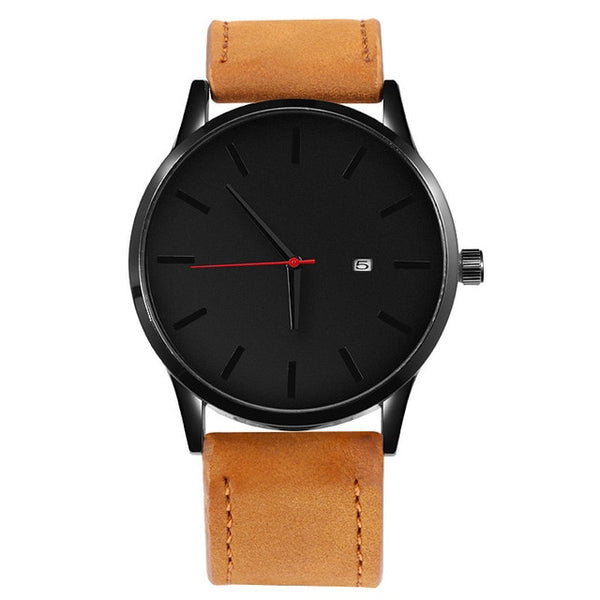 Quartz Watch Men Relogio Masculino Wristwatch Leather Strap