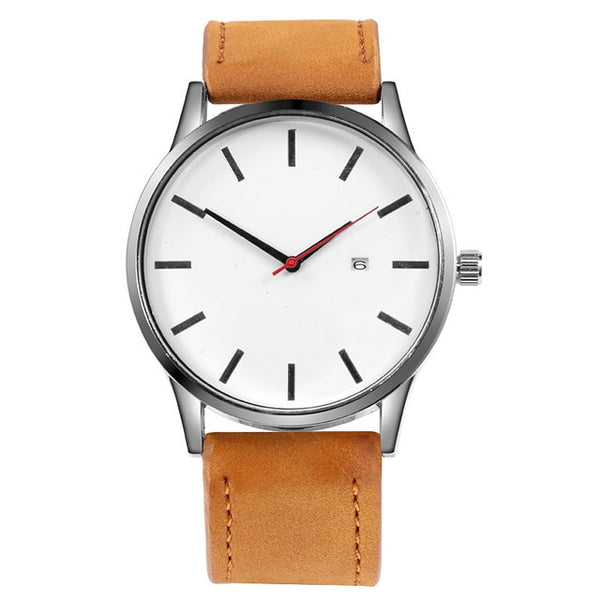 Quartz Watch Men Relogio Masculino Wristwatch Leather Strap