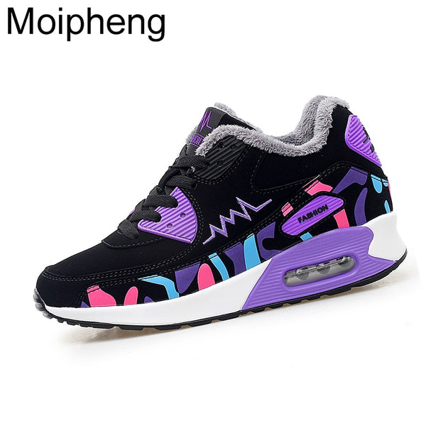 Moipheng Womens Shoes Winter Trainers Platform Red Sneakers Wedges Plush Ladies Casual Shoes Zapatillas Chunky Mujer Plataforma