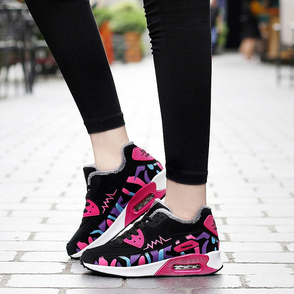 Moipheng Womens Shoes Winter Trainers Platform Red Sneakers Wedges Plush Ladies Casual Shoes Zapatillas Chunky Mujer Plataforma