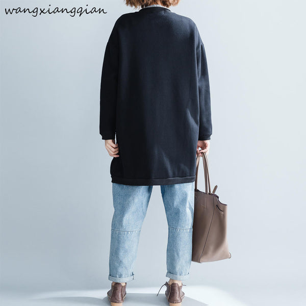 Cartoon Printed Women Winter Jacket Off Shoulder Dress Big Size Thicken Velvet Coat Cardigan
