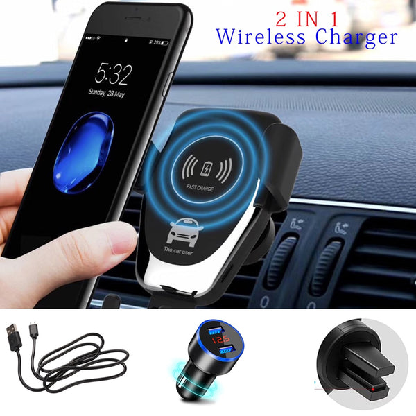 QI Wireless Car Charger 10W Mobile Phone Fast Charger Car Bracket Wireless Charger Phone Holder For iPhone XS XR For Samsung S9/Note 10