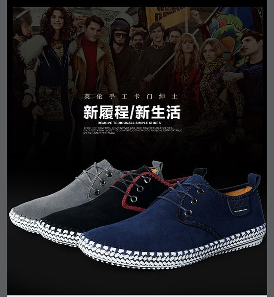 New autumn men's driving casual leather shoes soft wear-resisting Hand sewing Fashion casual shoes,