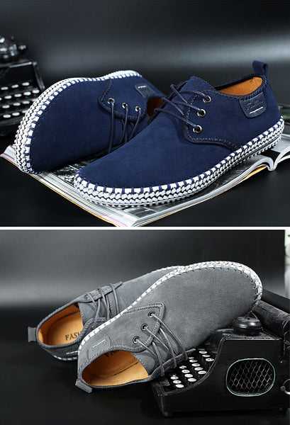 New autumn men's driving casual leather shoes soft wear-resisting Hand sewing Fashion casual shoes,