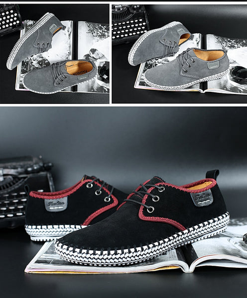 New autumn men's driving casual leather shoes soft wear-resisting Hand sewing Fashion casual shoes,