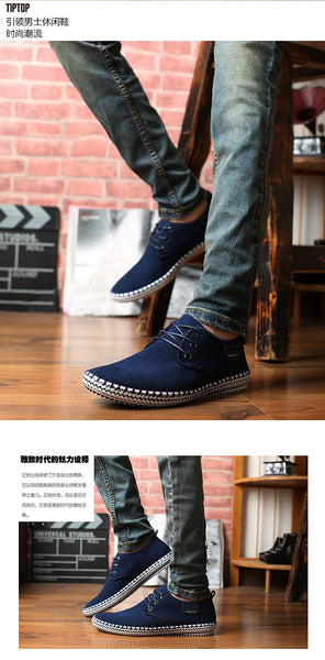 New autumn men's driving casual leather shoes soft wear-resisting Hand sewing Fashion casual shoes,