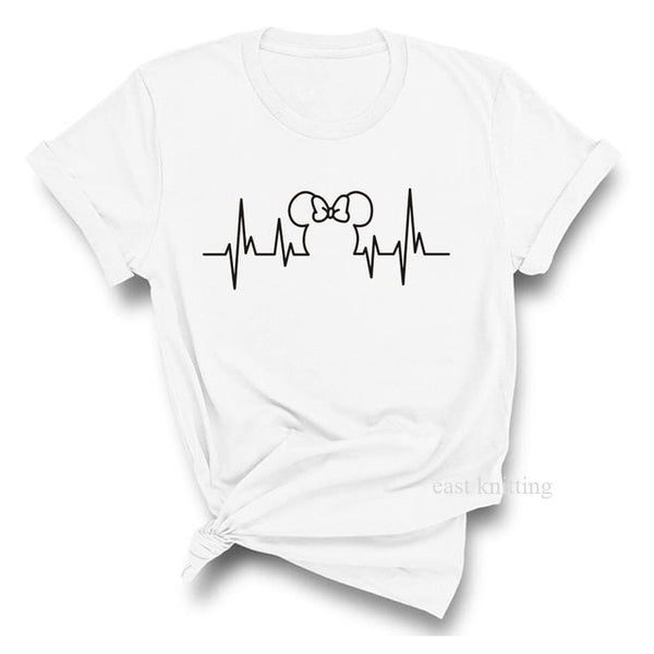 Heartbeat Lifeline dog cat foot Women tshirt Halajuku Casual Funny