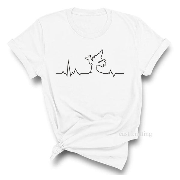 Heartbeat Lifeline dog cat foot Women tshirt Halajuku Casual Funny
