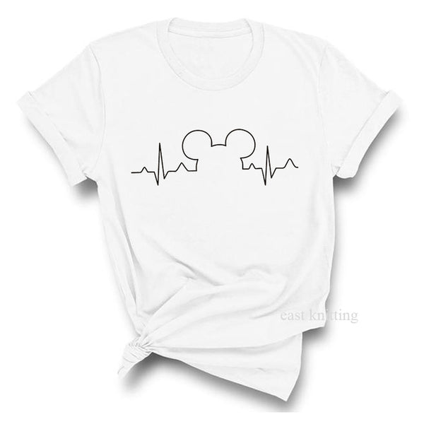 Heartbeat Lifeline dog cat foot Women tshirt Halajuku Casual Funny
