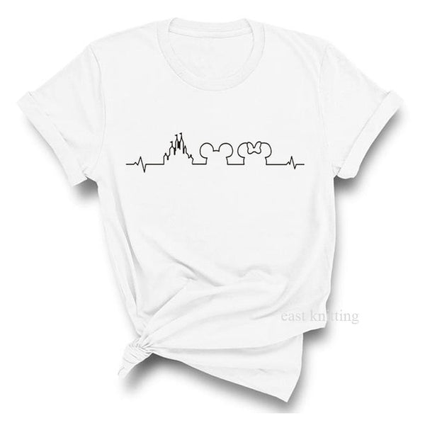 Heartbeat Lifeline dog cat foot Women tshirt Halajuku Casual Funny
