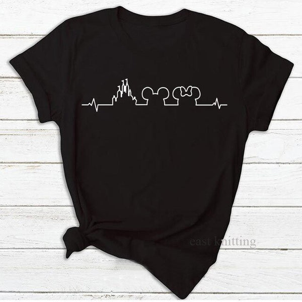 Heartbeat Lifeline dog cat foot Women tshirt Halajuku Casual Funny