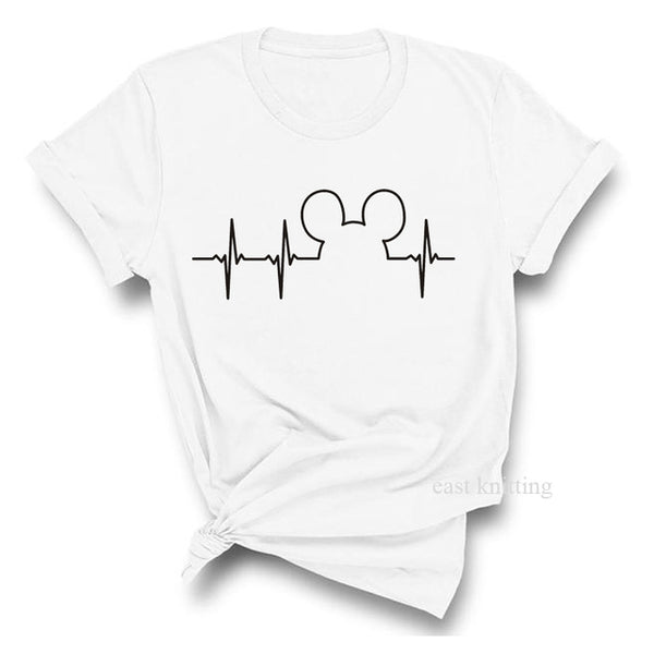 Heartbeat Lifeline dog cat foot Women tshirt Halajuku Casual Funny