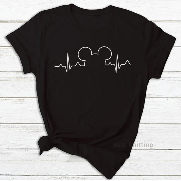 Heartbeat Lifeline dog cat foot Women tshirt Halajuku Casual Funny