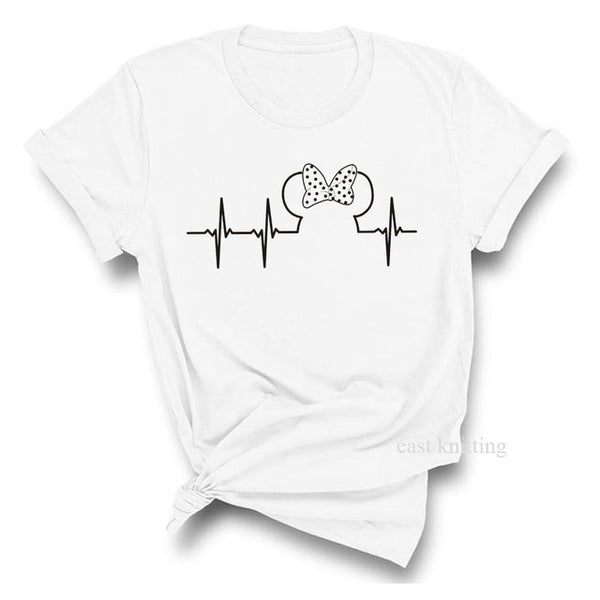 Heartbeat Lifeline dog cat foot Women tshirt Halajuku Casual Funny
