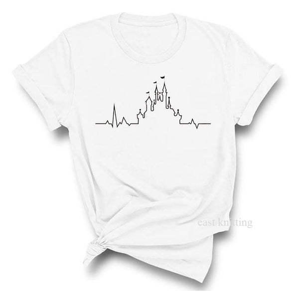 Heartbeat Lifeline dog cat foot Women tshirt Halajuku Casual Funny