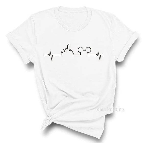 Heartbeat Lifeline dog cat foot Women tshirt Halajuku Casual Funny
