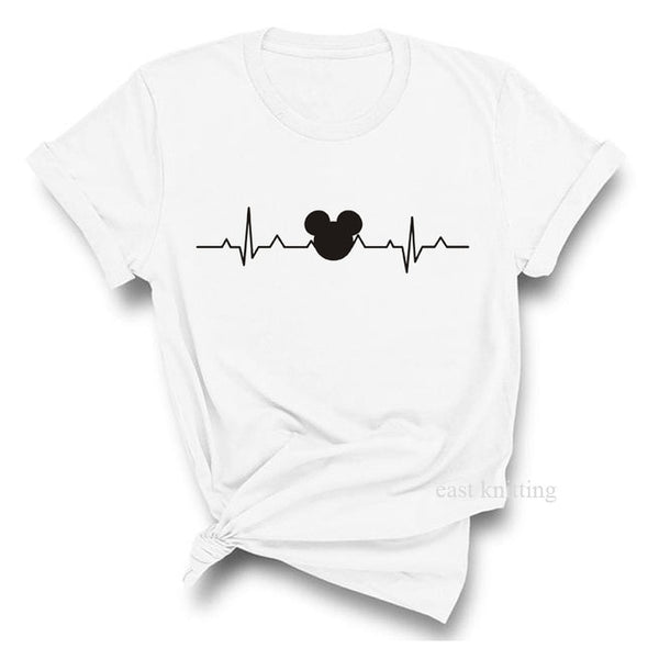Heartbeat Lifeline dog cat foot Women tshirt Halajuku Casual Funny