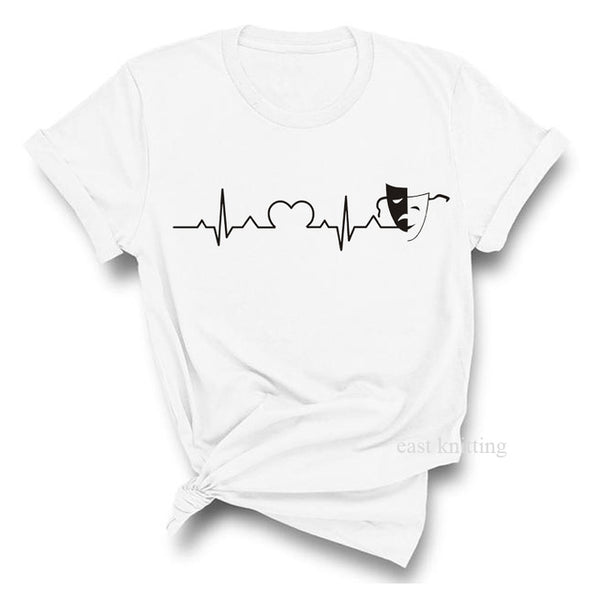 Heartbeat Lifeline dog cat foot Women tshirt Halajuku Casual Funny