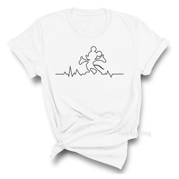 Heartbeat Lifeline dog cat foot Women tshirt Halajuku Casual Funny