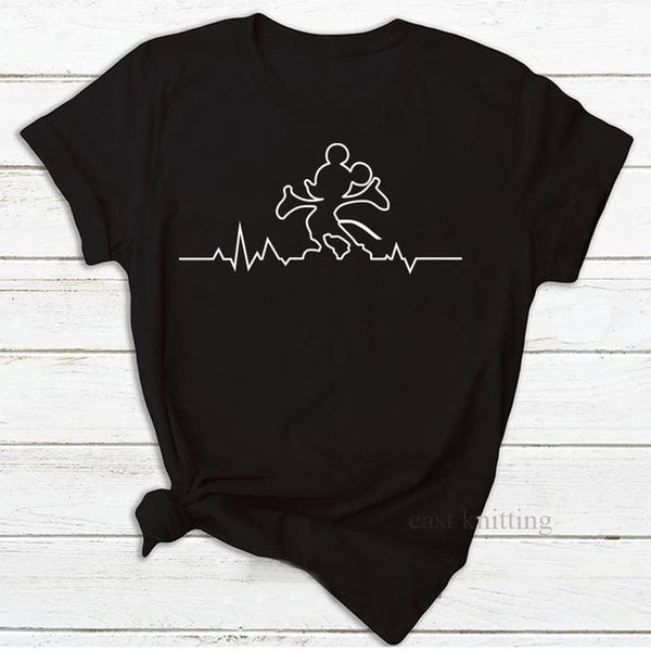 Heartbeat Lifeline dog cat foot Women tshirt Halajuku Casual Funny