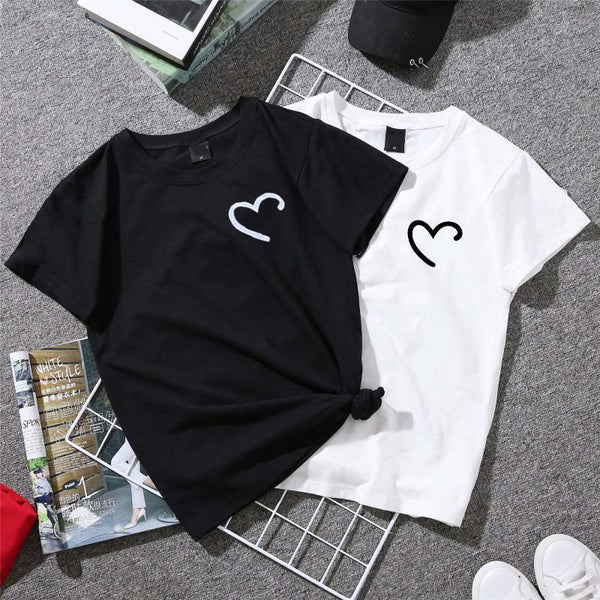 Couples Lovers  T-Shirt Love Heart Print