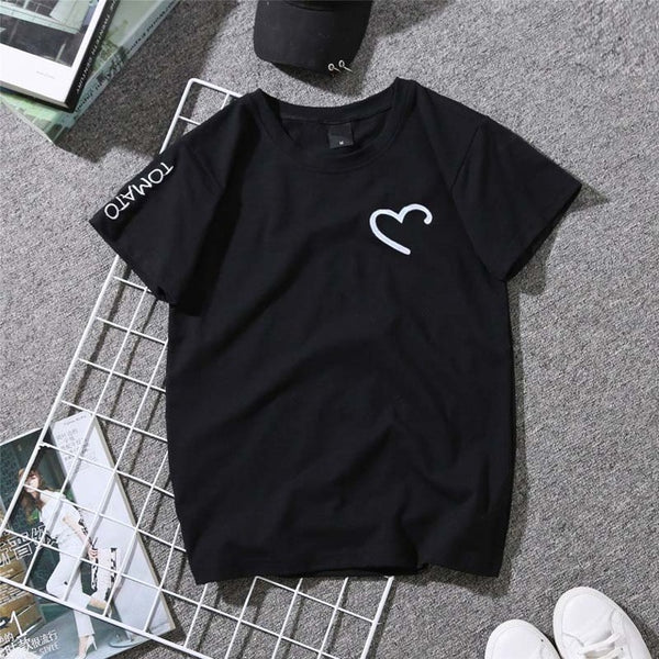 Couples Lovers  T-Shirt Love Heart Print