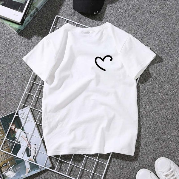 Couples Lovers  T-Shirt Love Heart Print