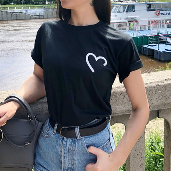 Couples Lovers  T-Shirt Love Heart Print