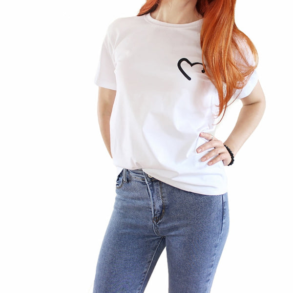 Couples Lovers  T-Shirt Love Heart Print