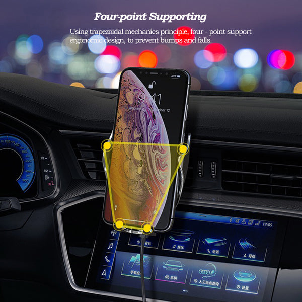 KSTUCNE 10W Qi Car Wireless Charger For iPhone/Samsung Note 10 Intelligent Infrared Fast Wireless Charging Car Phone Holder