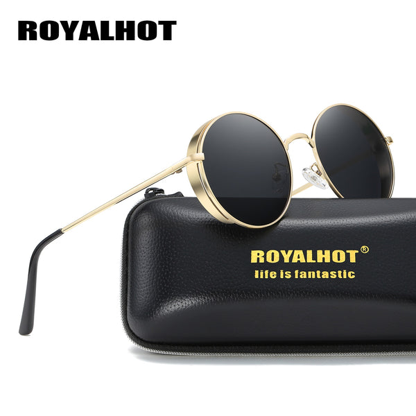 RoyalHot Men WoMen Polarized Alloy Round Frame Steampunk Sunglasses
