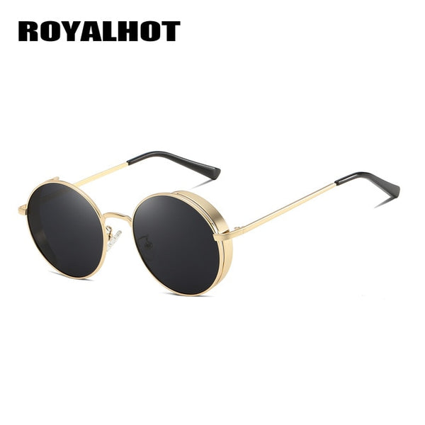 RoyalHot Men WoMen Polarized Alloy Round Frame Steampunk Sunglasses
