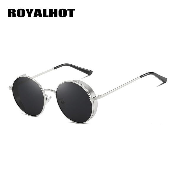 RoyalHot Men WoMen Polarized Alloy Round Frame Steampunk Sunglasses