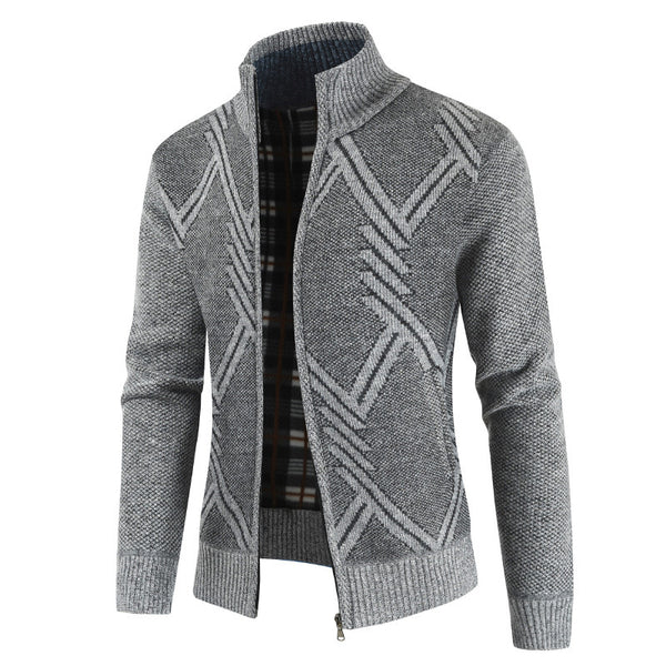 NEGIZBER Autumn Winter Mens Sweater Casual Stand Collar Thick Cardigan Men Fashion Warm Sweater Coats Men