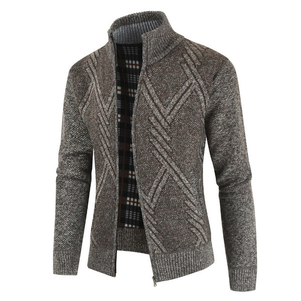 NEGIZBER Autumn Winter Mens Sweater Casual Stand Collar Thick Cardigan Men Fashion Warm Sweater Coats Men