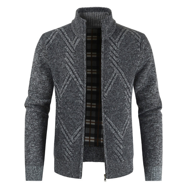 NEGIZBER Autumn Winter Mens Sweater Casual Stand Collar Thick Cardigan Men Fashion Warm Sweater Coats Men