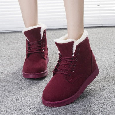 Women Boots Winter Warm Snow Boots Women Faux Suede Ankle Boots