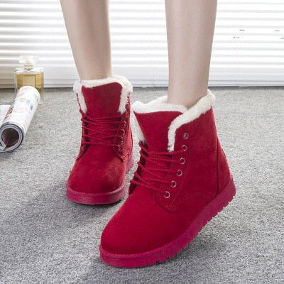 Women Boots Winter Warm Snow Boots Women Faux Suede Ankle Boots