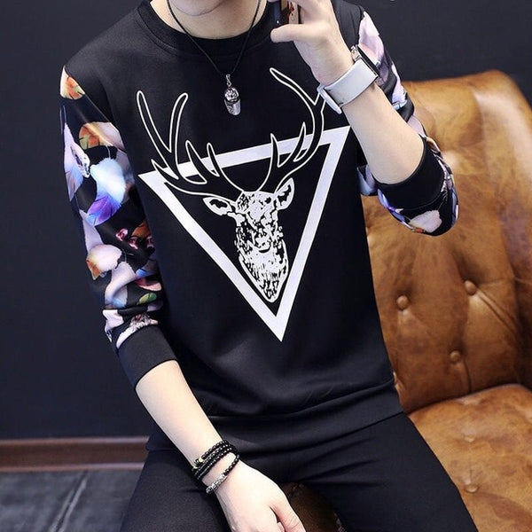Spring and autumn tops tees men's long-sleeved