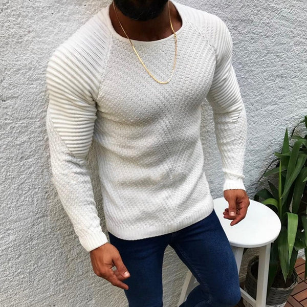 Men Fashion Knitted Pullovers Male Solid Color