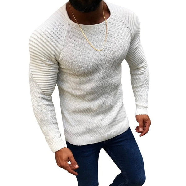 Men Fashion Knitted Pullovers Male Solid Color