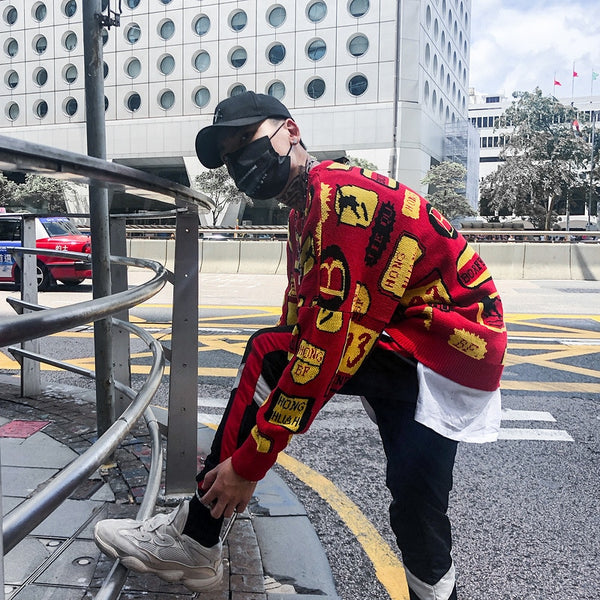 Hip Hop Men Trend pattern Pullover Sweaters
