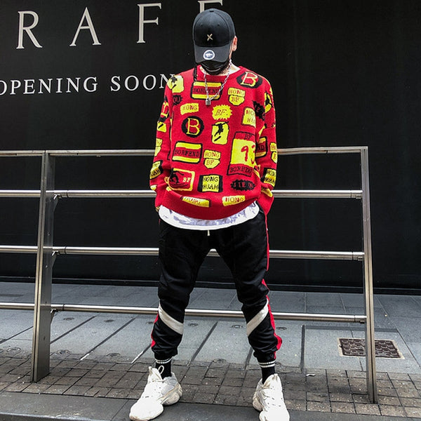Hip Hop Men Trend pattern Pullover Sweaters