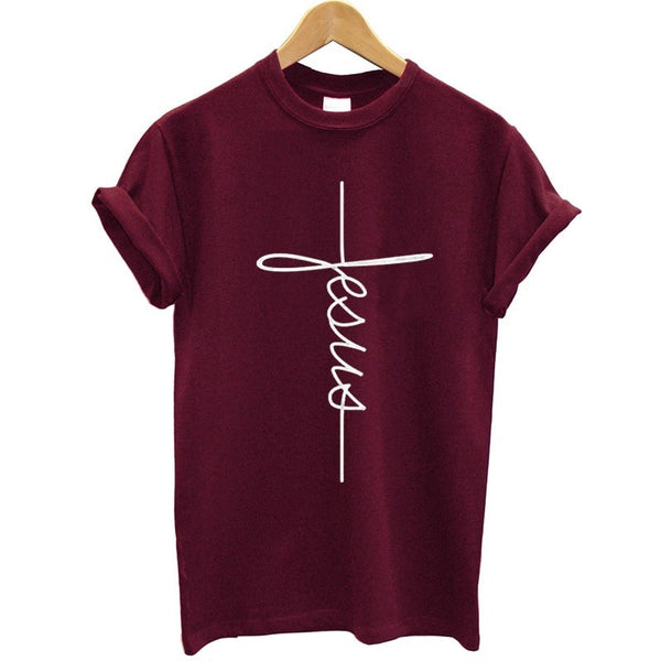 Short Sleeve Jesus T-shirt Christian Cross Printing