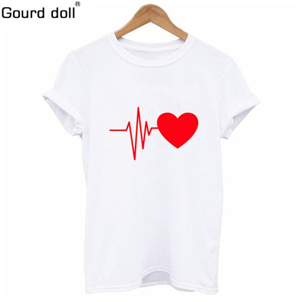 Love Printed Women T-shirts Casual Tee Shirt