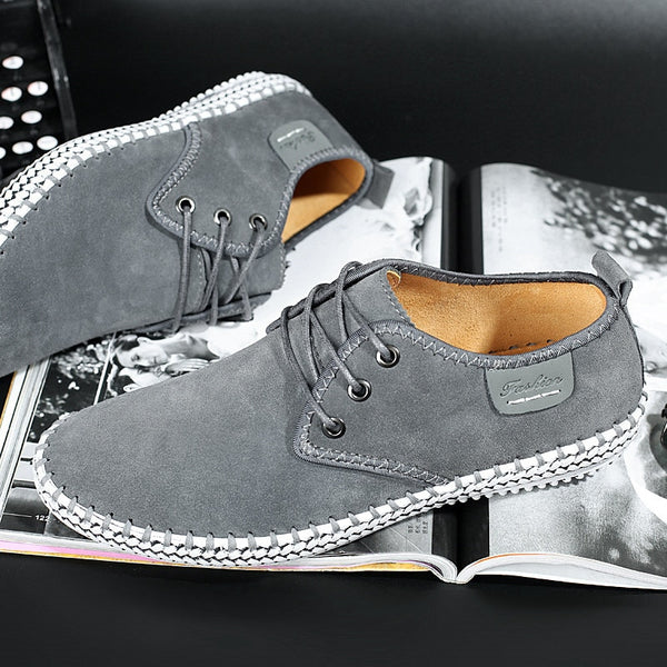 New autumn men's driving casual leather shoes soft wear-resisting Hand sewing Fashion casual shoes,