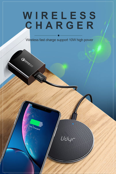 Udyr 10W Qi Wireless Charger For Samsung Galaxy S10 S9/S9+ S8 Note 9 USB Fast Charging Pad