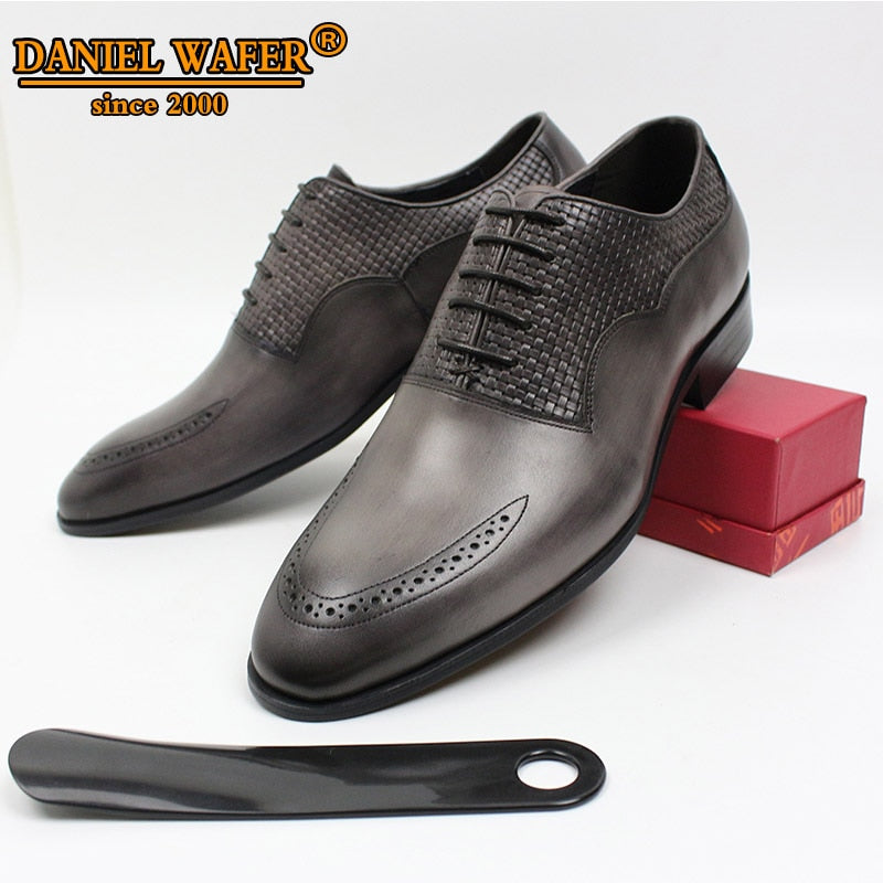LUXURY BRAND MEN LEATHER SHOES ITALIAN HANDMADE FORMAL SHOES MEN